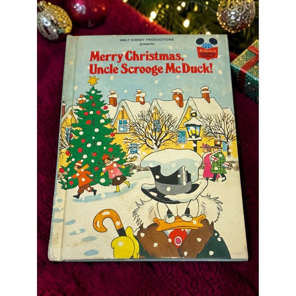 Disney Merry Christmas Uncle Scrooge McDuck Book OS Blue 1980 Vintage